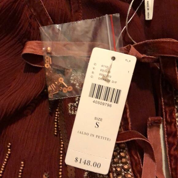 Anthropologie Floreat Canalis FairyCore Festival Whimsical Gauze Sequin Top - Picture 5 of 8